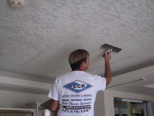 Drywaller finishing a replaced ceiling. It may have needed replacing but there is no need to replace joists or roofing as some scruples contractors might suggest. A  home maintenance plan inspection would give specific recommendations on what needed to be done and avoid overcharging for needles repairs.